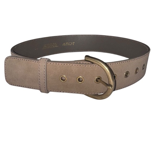 J.Crew Taupe Leather Belt Brass Buckle Classic Minimal Size Small 26”-30” waist - Picture 2 of 7